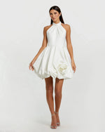 Fashion Halter Sleeveless Backles Flowers A-Line Short Mini Wedding Dress
