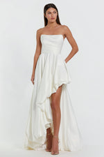 Strapless Sleeveless A-Line Side Side Ruffles Wedding Dress