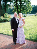 Lavender 3D Floral Sweetheart Ruffle Strap Evening Gown