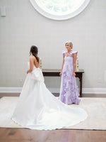 Lavender 3D Floral Sweetheart Ruffle Strap Evening Gown