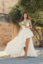 Strapless Sleeveless A-Line Side Side Ruffles Wedding Dress