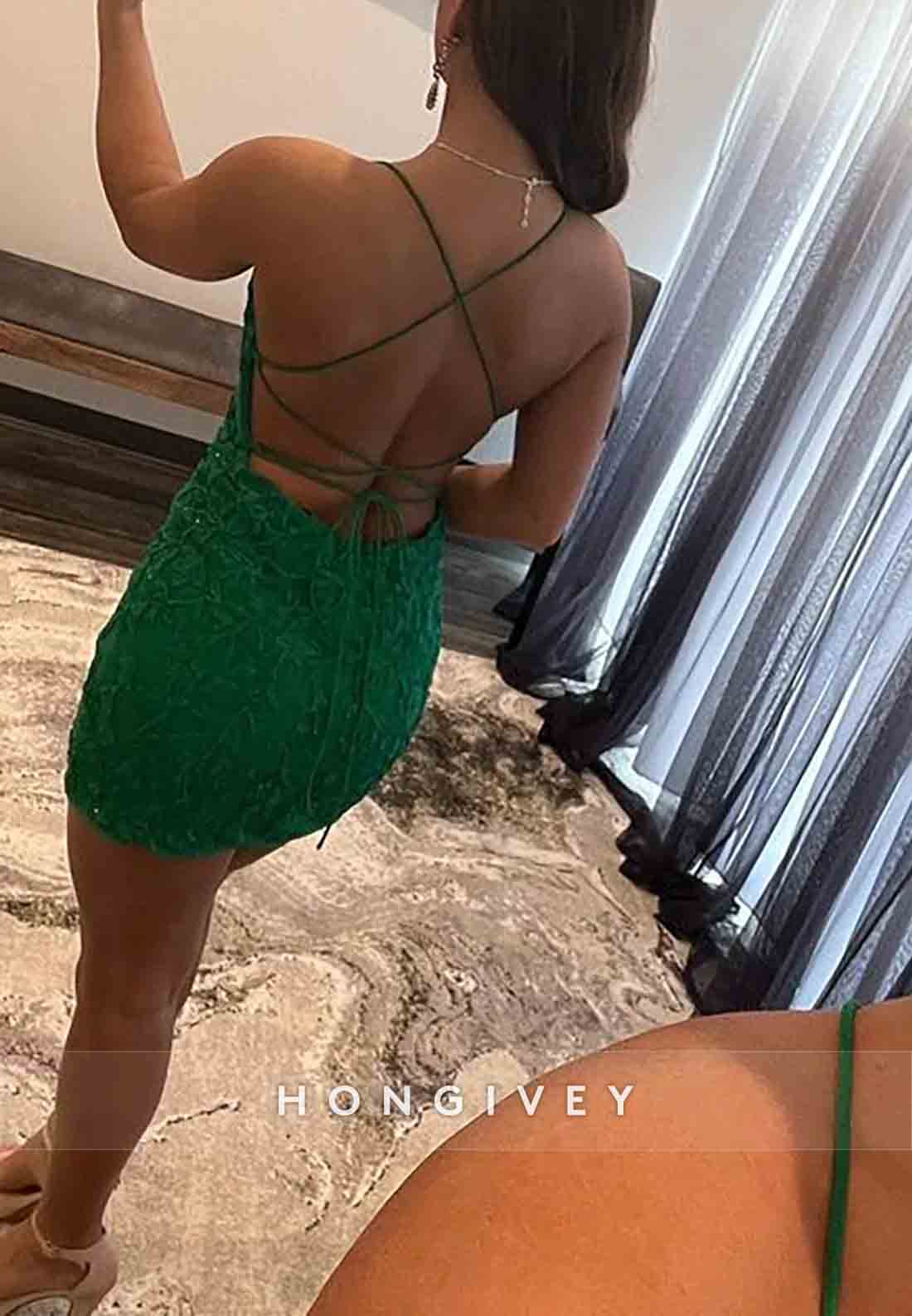 Sheath Spaghetti Straps Purple Short Homecoming Dress with Appliques