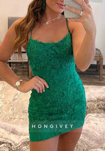 Sheath Spaghetti Straps Purple Short Homecoming Dress with Appliques