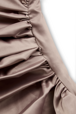 Champagne Satin One Shoulder Mermaid Evening Gowns