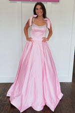 A Line Satin Beaded Long Prom Dresses Sweetheart Evening Party Gowns for Women