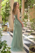 Exquisite Sweetheart Sequins Lace Sparkle Flowers Mermaid Side Slit Prom Dress