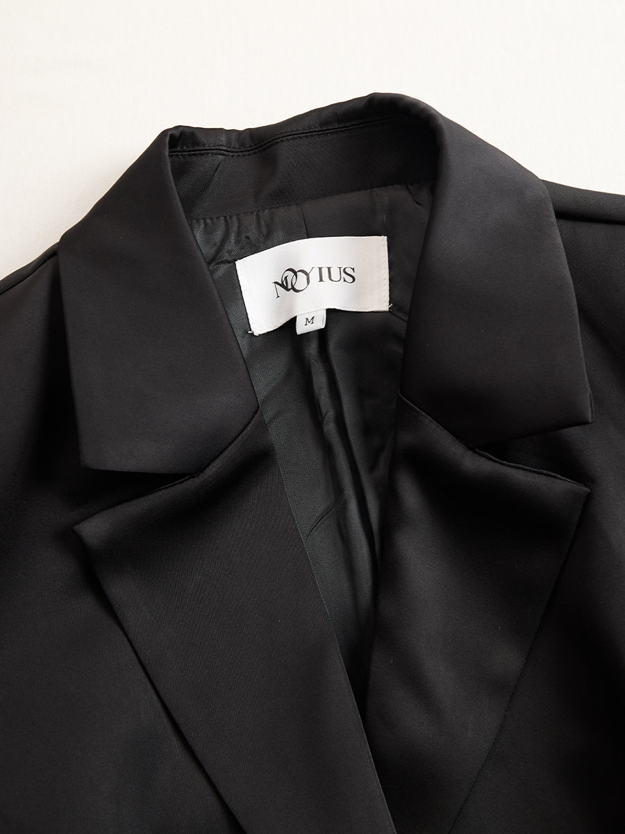 Elegant Tailored Blazer Panel Lace Gown Set