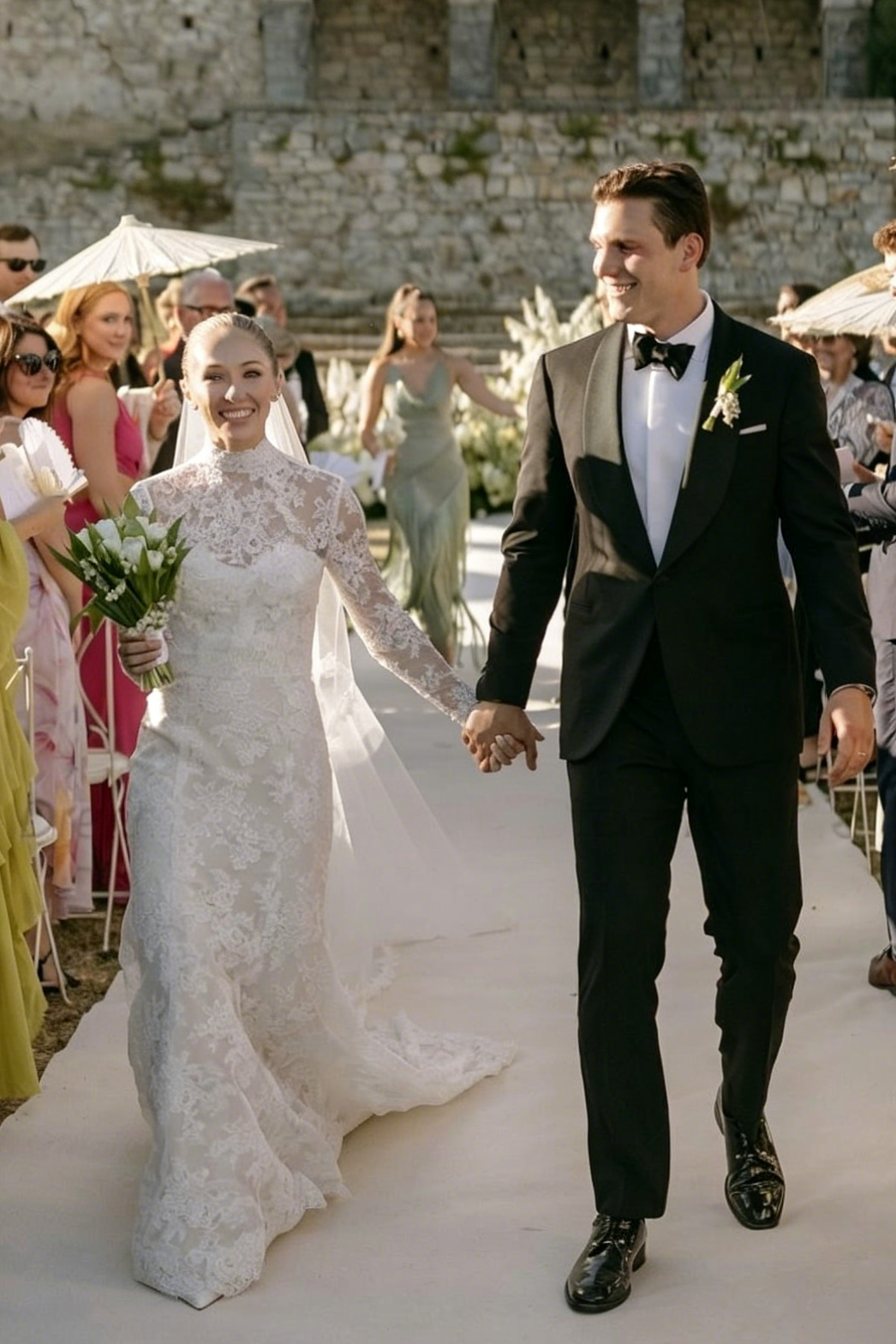 Lace High Neck Long Sleeve Mermaid Floor-Length Wedding Dress