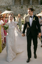 Lace High Neck Long Sleeve Mermaid Floor-Length Wedding Dress