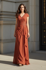 V-Neck Sleeveless Applique Mermaid Ruffles Mother of the Bride Dress