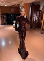Sparkle Sequins Long Sleeve Mermaid Floor-Length Evening Dress Foraml