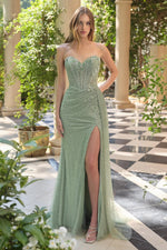 Exquisite Sweetheart Sequins Lace Sparkle Flowers Mermaid Side Slit Prom Dress