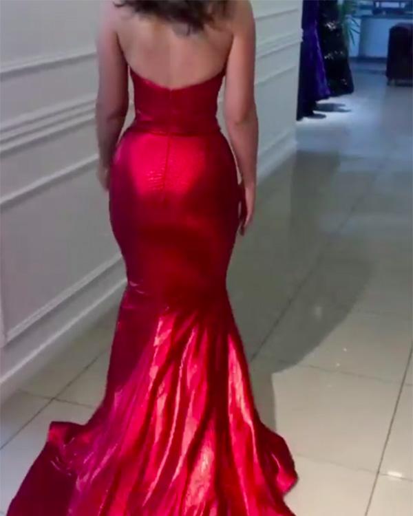 Sexy Royal Blue Mermaid Prom Dresses with Gold Lace Evening Dresses Party Gowns with Slit