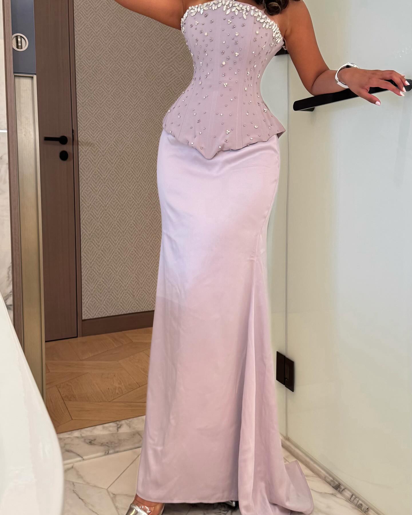 Luxury Strapless Sparkle Beaded Mermaid Floor-Lenght Prom Dress