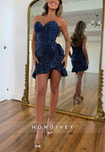 Sparkly Sheath Sweetheart Hot Strapless Short Homecoming Dress with Beading