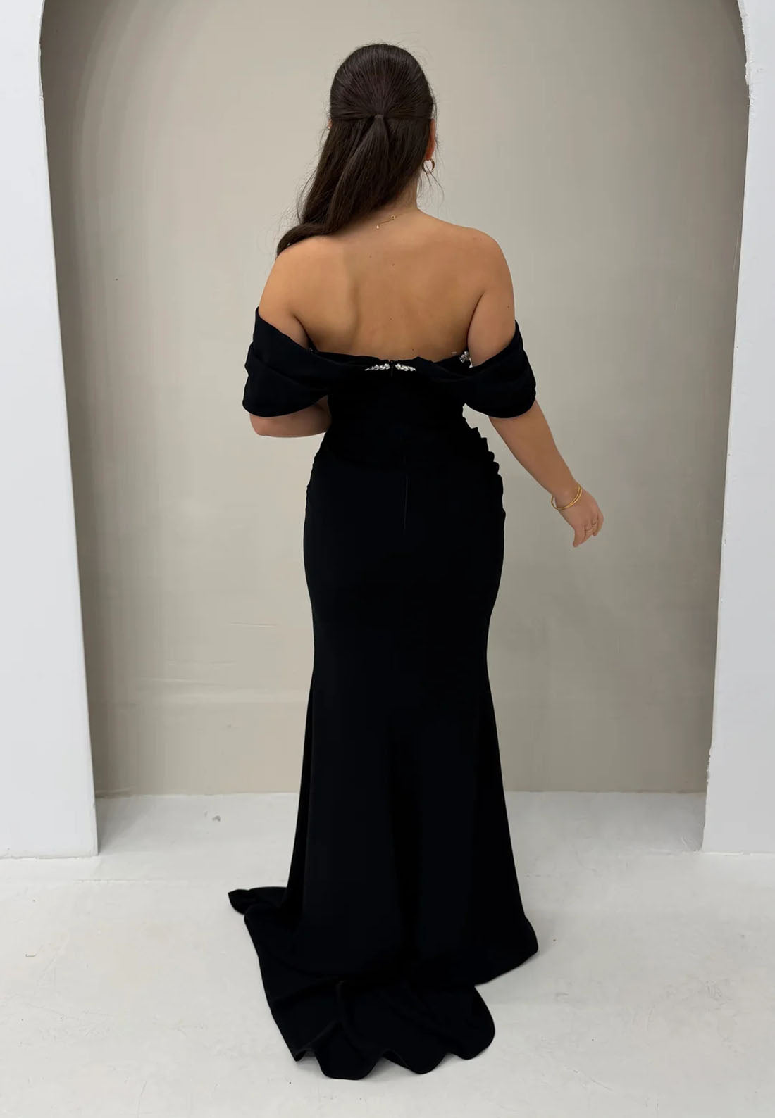 Beaded Off the Shoulder Sleeveless Mermaid Evening Dress Floor-Length