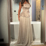 Sparkle Lace Sequins A-Line Floor-Lenght Prom Dress Strapless