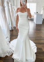 Elegant Mermaid Off the Shoulder Elastic Long Wedding Dresses