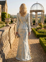 Two-Piece Mermaid Long Sleeve Floor-Length Mother of the Bride Dresses with Blazer Jacket