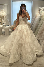 Sweetheart Sleeveless Lace A-Line Floor-Length Wedding Dress