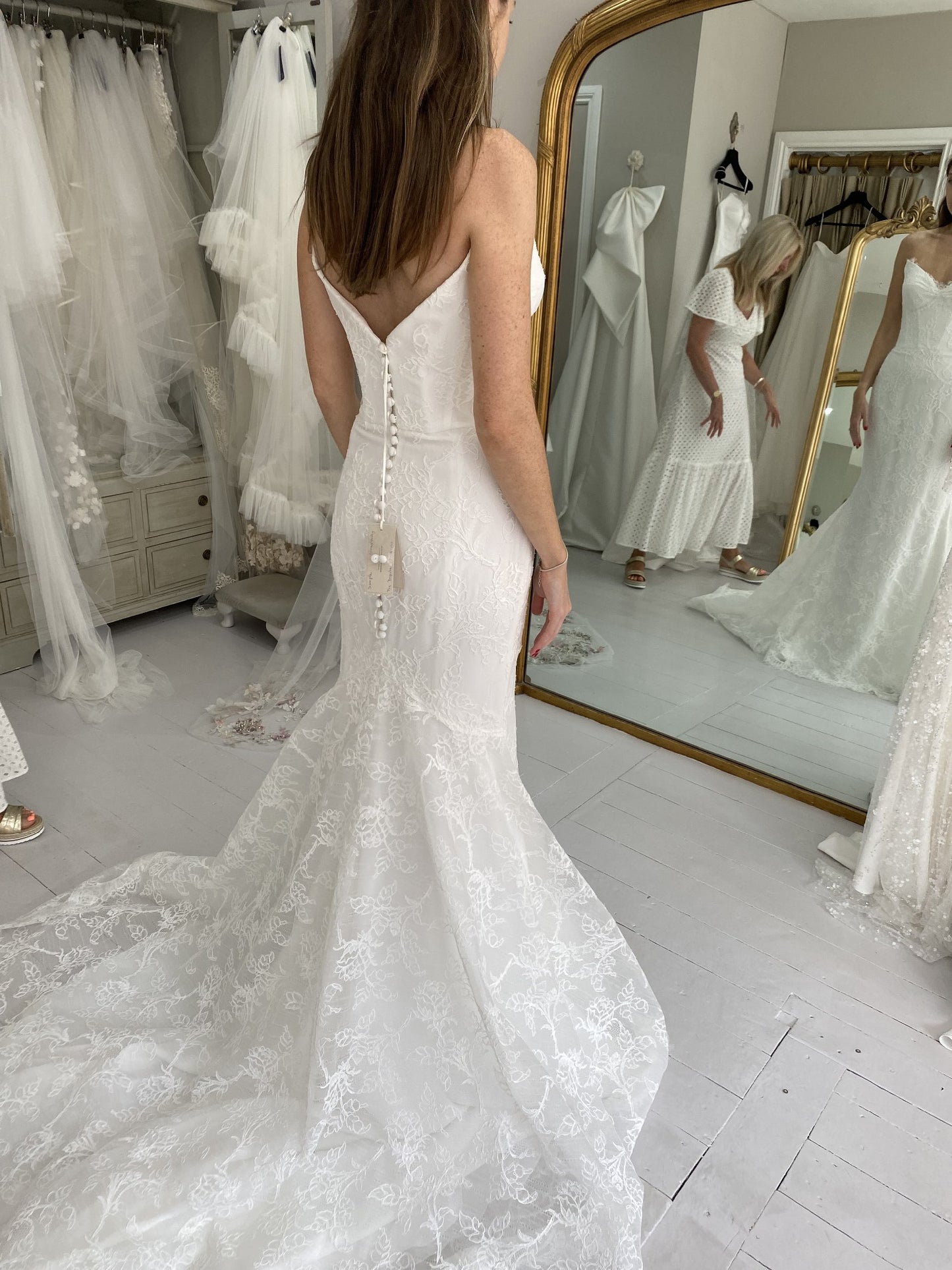 Mermaid V Neck Lace Long Wedding Dresses, Elegant Wedding Dress