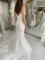 Mermaid V Neck Lace Long Wedding Dresses, Elegant Wedding Dress