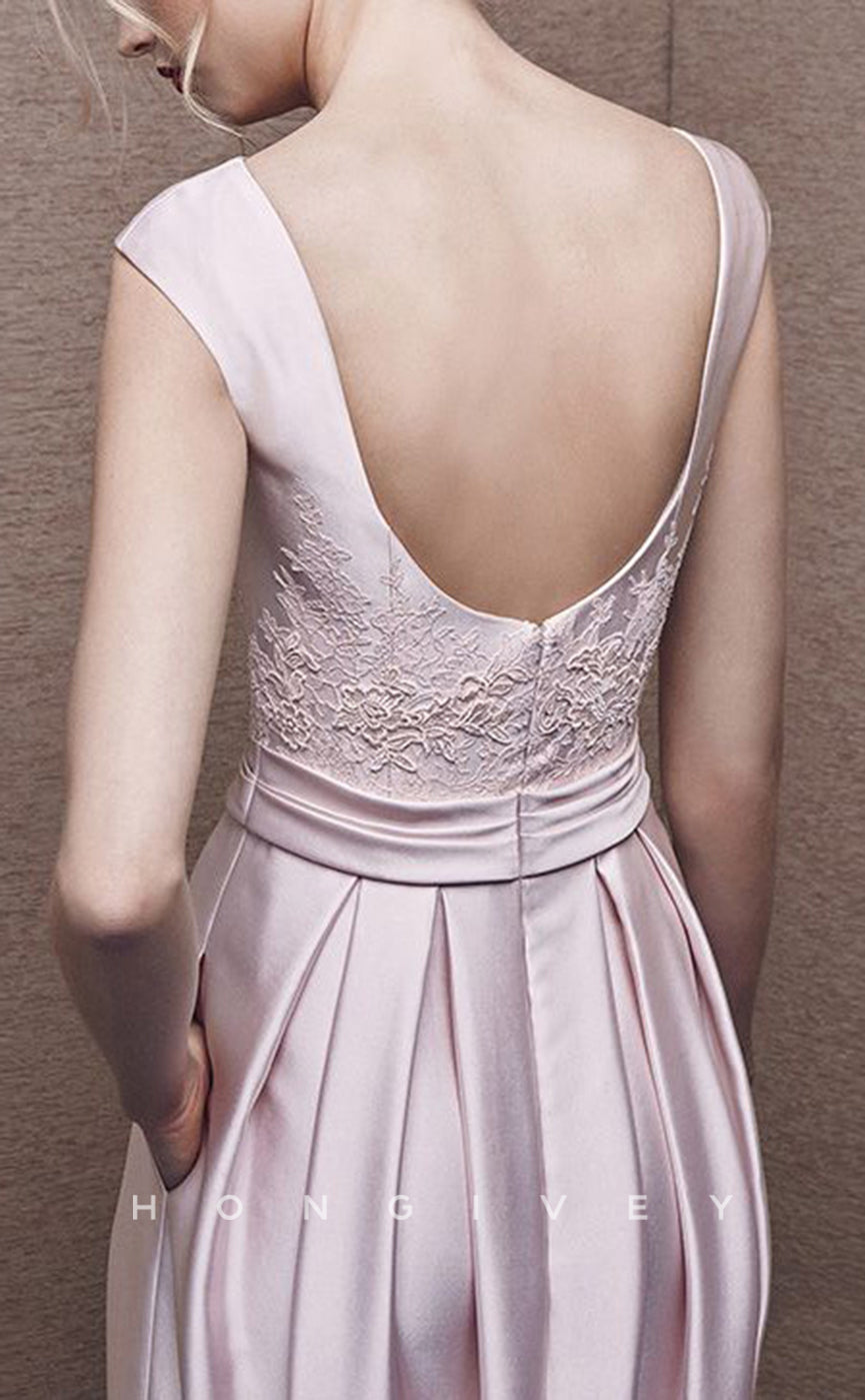 HM241 - Scoop A-Line Sleeveless Appliques Mother of the Bride Dress