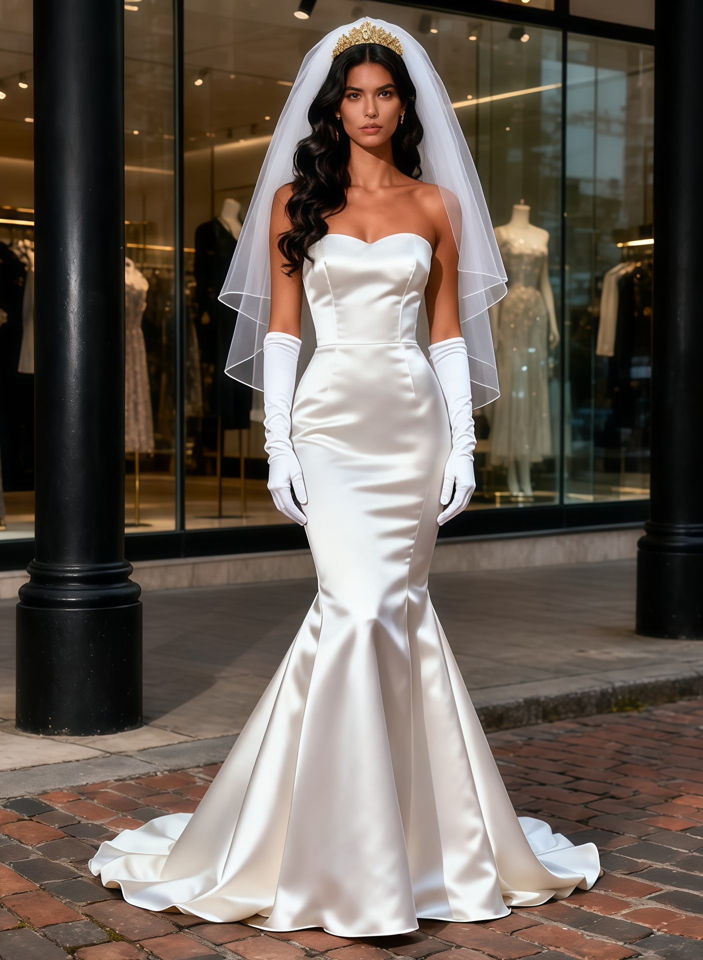 Satin Trumpet Mermaid Sweetheart Simple Wedding Dress