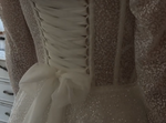 Glitter White A-Line Long Sleeves Lace-Up Bow Wedding Dress Bride Gown customized 011