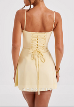 Spaghetti Straps Tie Back Sleeveless A-Line Mini Homecoming Dresses