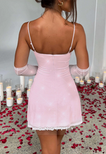 Spaghetti Straps Pale Blush Mini A-Line Homecoming Dress with Side Slit