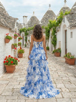 Floral Print Flowers Sweetheart Sleeveless A-Line Prom Dress