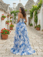 Floral Print Flowers Sweetheart Sleeveless A-Line Prom Dress