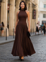 Halter Neck Sleeveless A-Line Ankle-Length Evening Dress