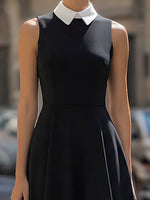 Sleeveless A-Line Black Whiter Ankle-Length Evening Dress