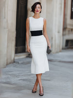 Contrast Waist Sleeveless Mermaid Short Evening Dress