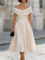 Off-the-Shoulder Bow A-Line Sleeveless Evening Dress