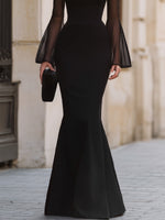 Off-Shoulder Sheer Long Sleeve Mermaid Evening Gown
