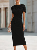 Elegant Black Half Sleeve Mermaid Tea-Length Evening Dress