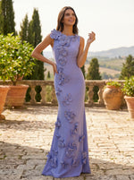 Mermaid Crew Neck Sleeveless 3D Flowers Formal Dresses