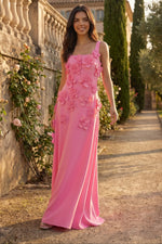 A-Line Square Neck Sleeveless 3D Flowers Formal Dresses