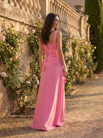 A-Line Square Neck Sleeveless 3D Flowers Formal Dresses