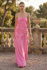 A-Line Strapless Sleeveless 3D Flowers Formal Dresses