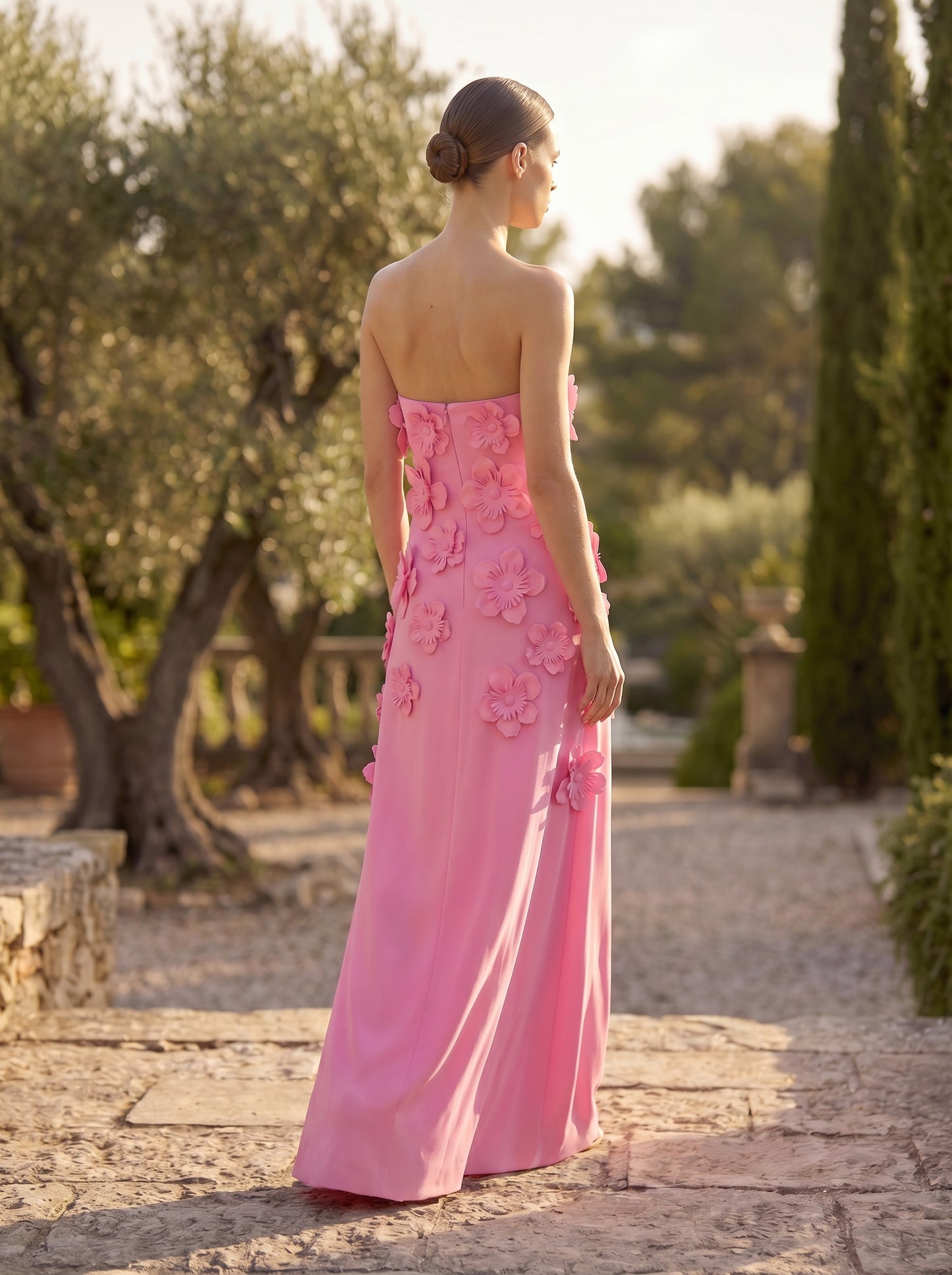 A-Line Strapless Sleeveless 3D Flowers Formal Dresses