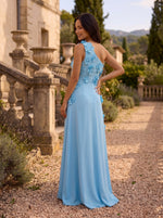 A-Line One Shoulder Sleeveless 3D Flowers Formal Dresses