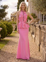 3D Flowers Mermaid High Neck Beaded Formal Dresses