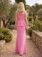 3D Flowers Mermaid High Neck Beaded Formal Dresses