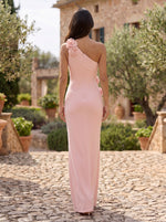 Mermaid One Shoulder Sleevekess 3D Flowers Formal Dresses