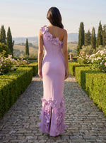 Mermaid One Shoulder Sleeveless 3D Flowers Applique Formal Dresses