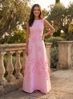 A-Line Crew Neck Sleeveless 3D Flowers Formal Dresses